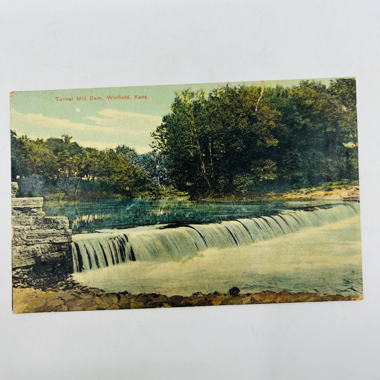 1910s Postcard Tunnel Mill Dam Winfield Kansas PA8