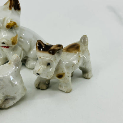 Vintage Lot of 4 Schnauzer Dog Figurines Hand Painted Ceramic 2” SA5