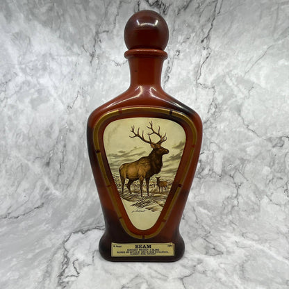 Vintage Jim Beam Kentucky Whiskey Empty Decanter Elk Artwork James Lockhart TI7