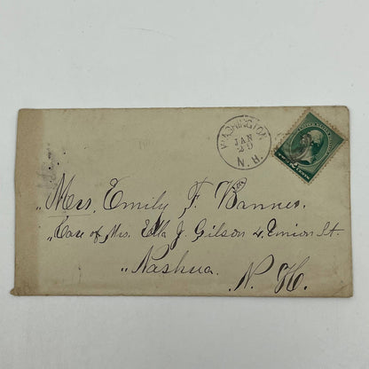 1889 Postal Cover Washington to Nashua New Hampshire Emily F. Banner AA6