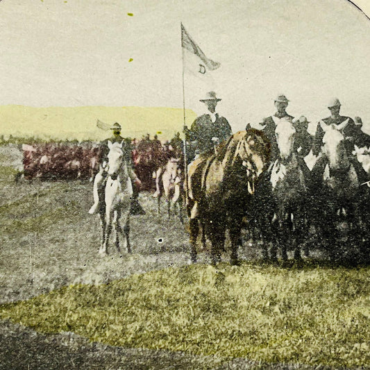 1898 Stereoview Tinted Spanish-American War Roosevelt Camp Wikoff Rough Riders