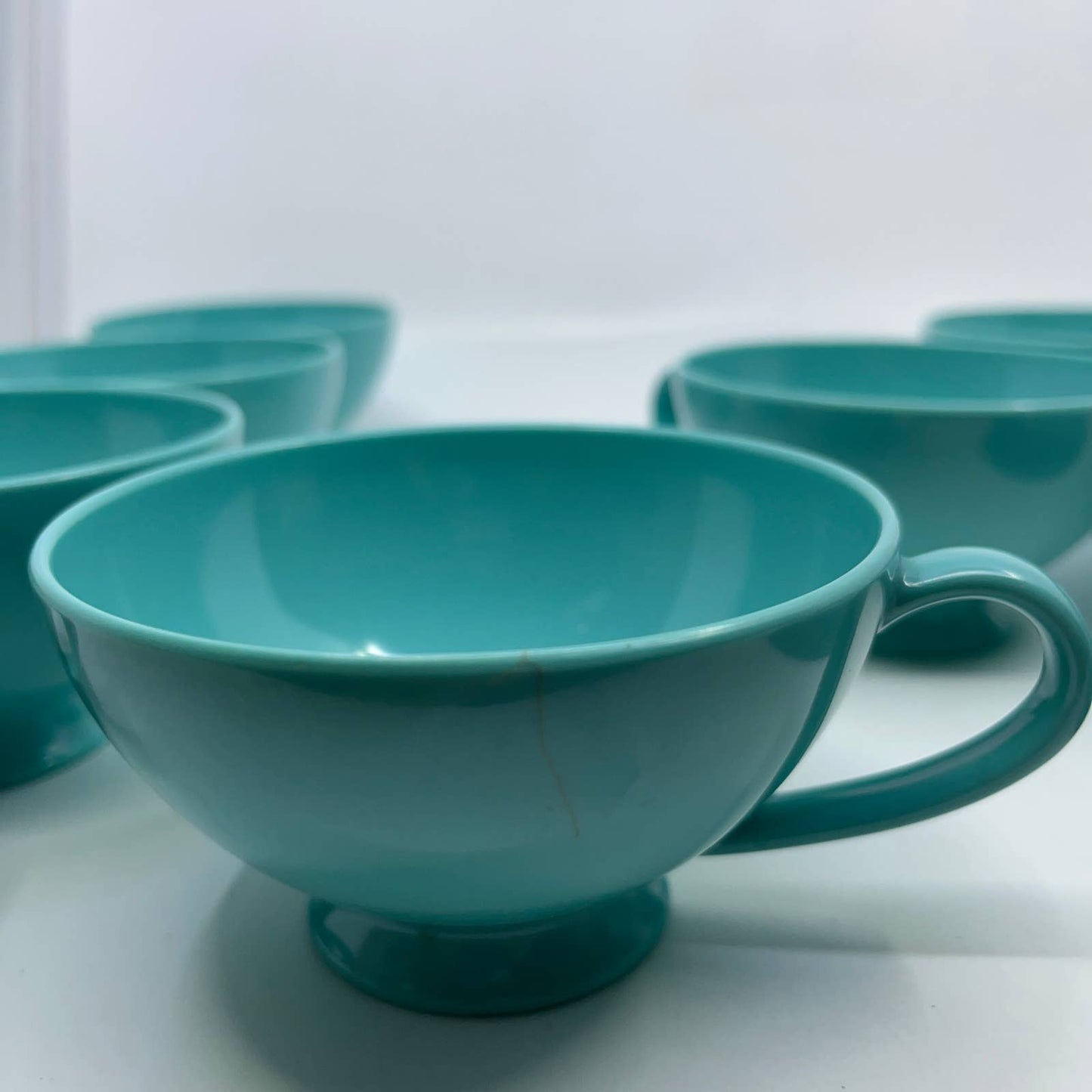 Set of 8 Texas Ware Cups Turquoise Blue Melmac Melamine #150 TI5
