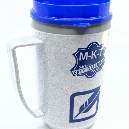 Vintage Northwestern Railroad Union Pacific M-K-T Katy RR MO-Pac Travel Mug TC7