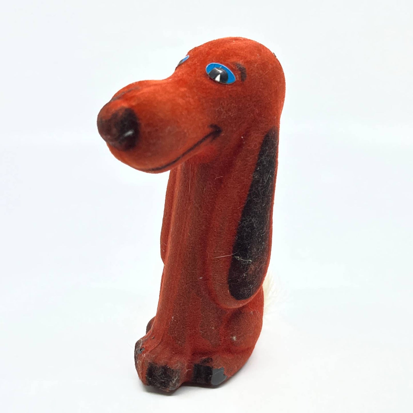 1960s Vintage Carnival Prize Flocked Celluloid Red Hound Dog 5" TC8