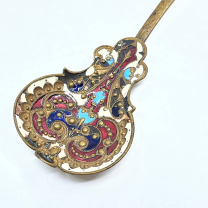 1880's Antique French Champleve Brass & Enamel Gilted Decoratve 7.5" Spoon SD6
