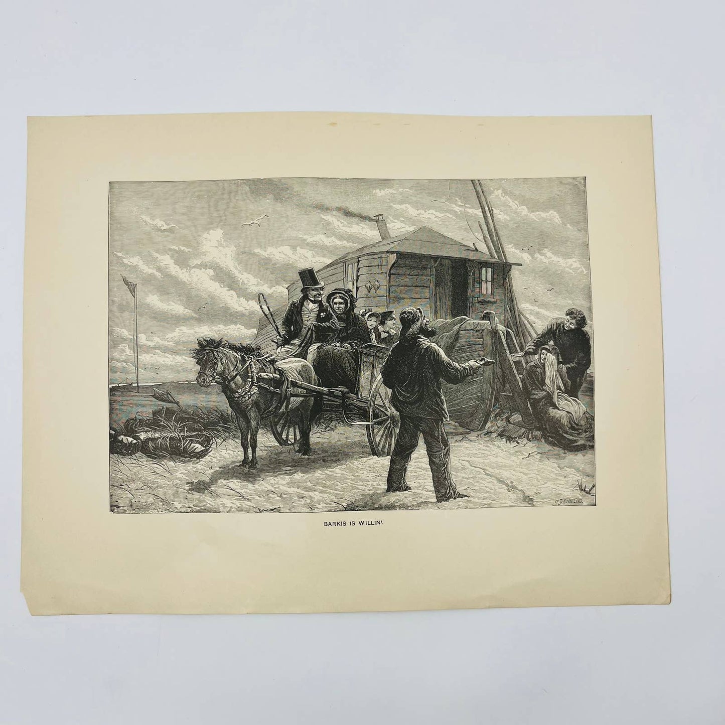 1880s Victorian Art Print Engraving Dickens David Copperfield BARKIS IS WILLIN’