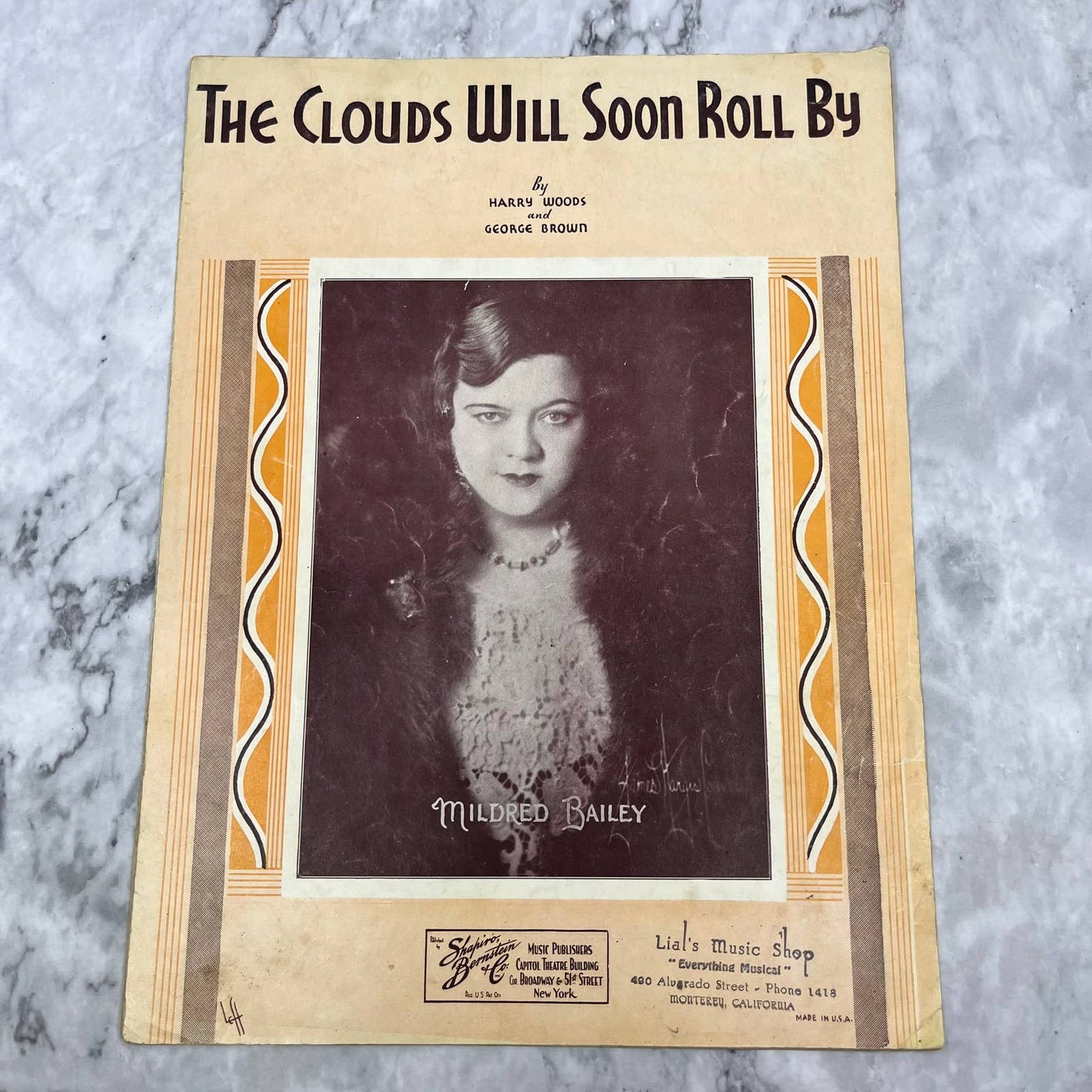 1932 Sheet Music - The Clouds Will Soon Roll By Woods Brown Mildred Bailey TH5