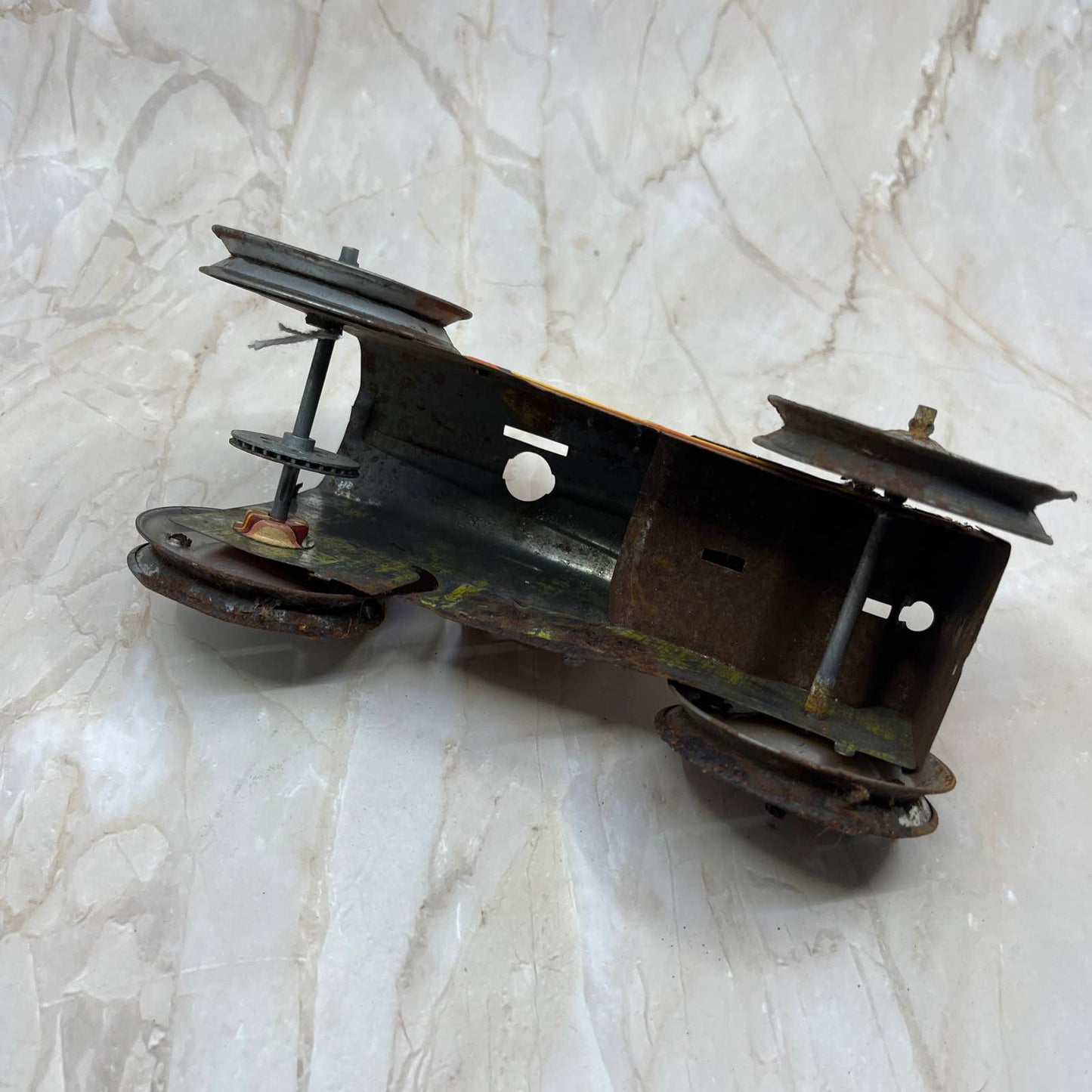 Marx Toy Wind Up Tin Litho Bulldozer/Tractor Yellow & Orange 8x3.5” TK2