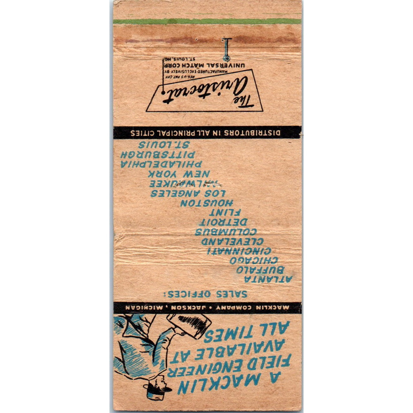 Macklin Company Grinding Wheel Jackson MI Advertising Matchbook Cover MM9-6