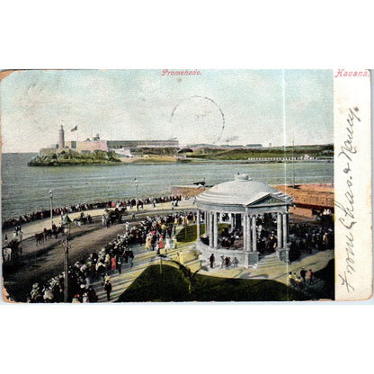 1906 Promenade Havana Cuba Original Postcard P3-1