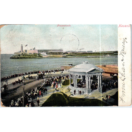 1906 Promenade Havana Cuba Original Postcard P3-1