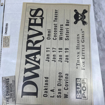 Vintage Dwarves California Indie Rock Fan Ephemera Collection FL5