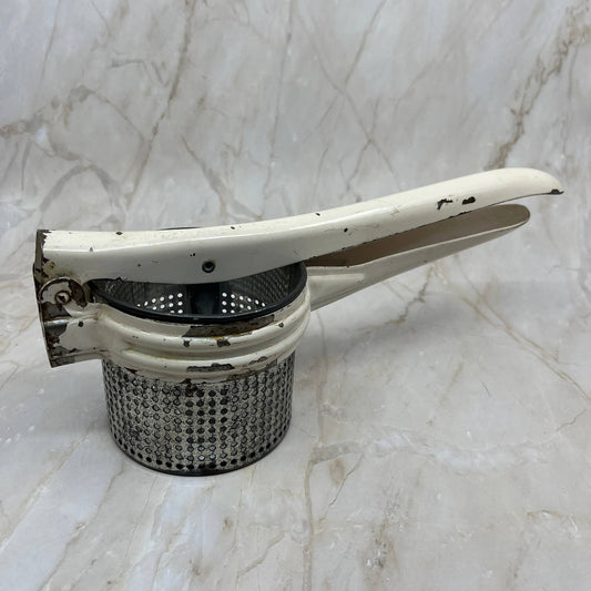 Vintage Kitchen - White Enamel Potato Rice Ricer Masher - 1950's TC5