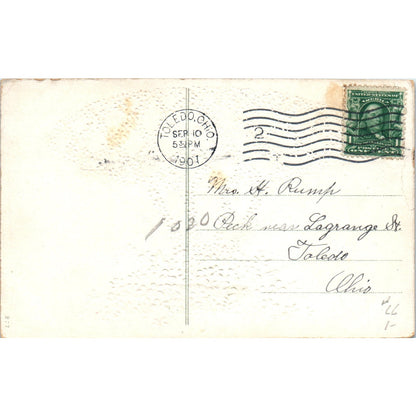 Happy Birthday Hot Air Balloon Forget Me Not 1907 Original Postcard P1-15