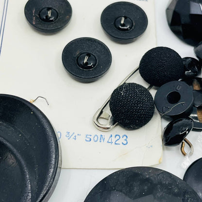 HUGE Lot of Vintage Black Buttons TA6