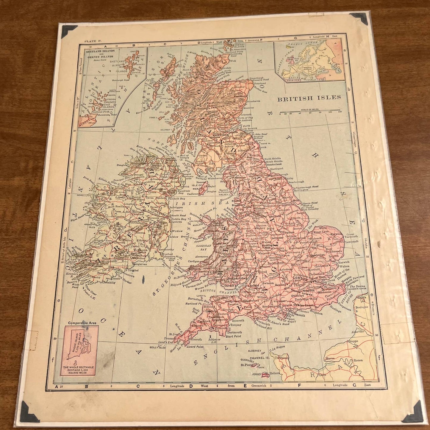 Antique 1903 Map of BRITISH ISLES Color 10 x 12” FL5