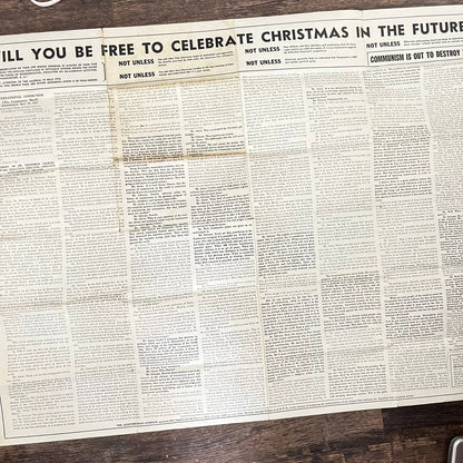 1957 Large Fold Out Anti Communism Crusade Reprint of Dr. Schwartz Testimony AB3