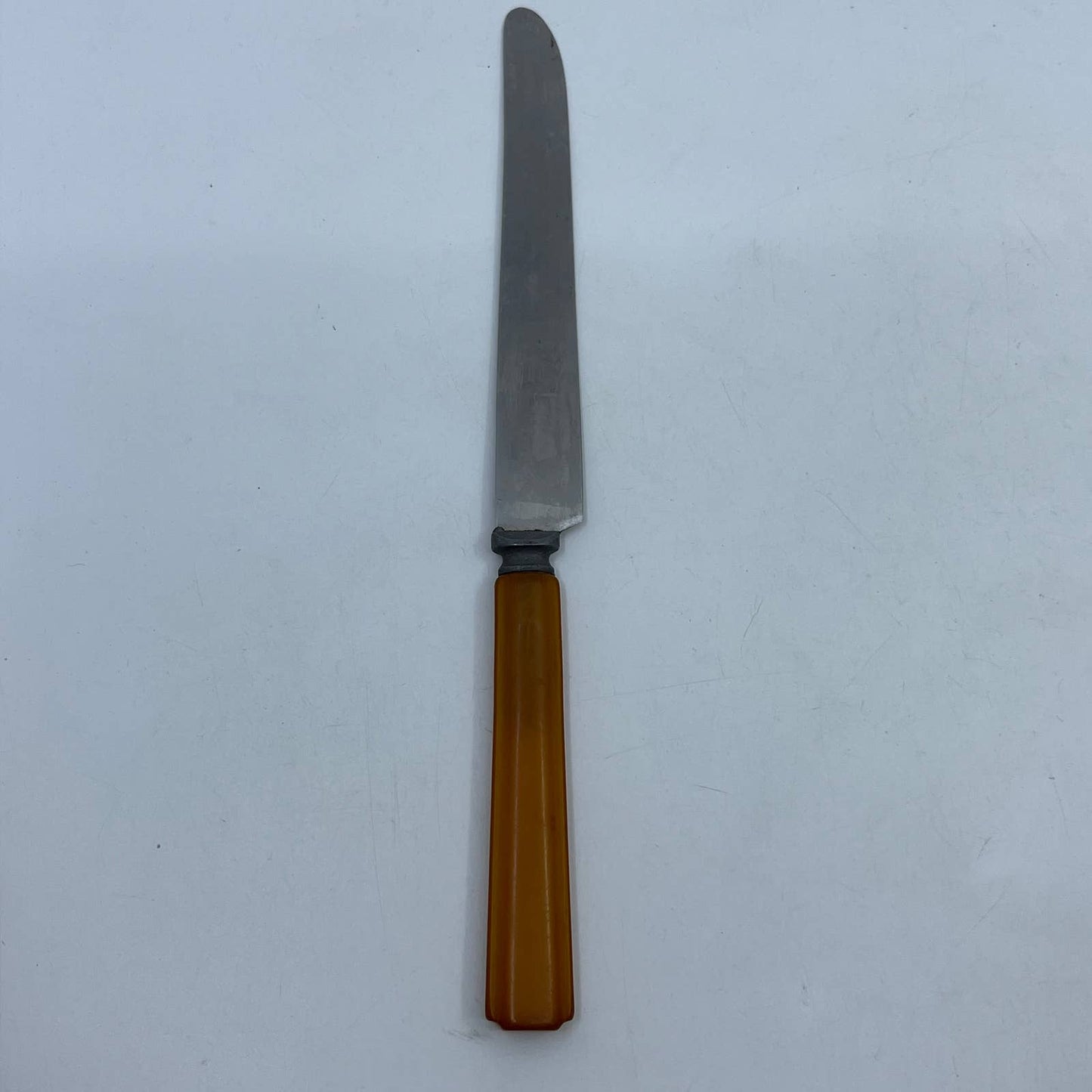 Vtg Robinson Knife Co Butterscotch Bakelite 9” Butter Knife Stainless Steel TE7