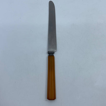 Vtg Robinson Knife Co Butterscotch Bakelite 9” Butter Knife Stainless Steel TE7