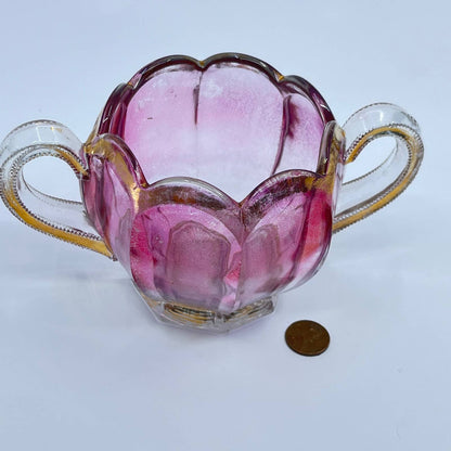 Antique EAPG Northwood Maiden's Blush Floral Spooner Sugar Bowl 3.5 x 7” TE8