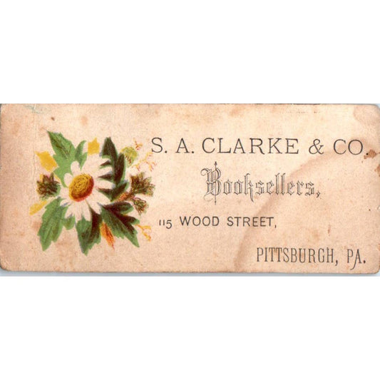 1880s Victorian Trade Card S.A. Clarke & Co. Booksellers Pittsburgh PA SF2