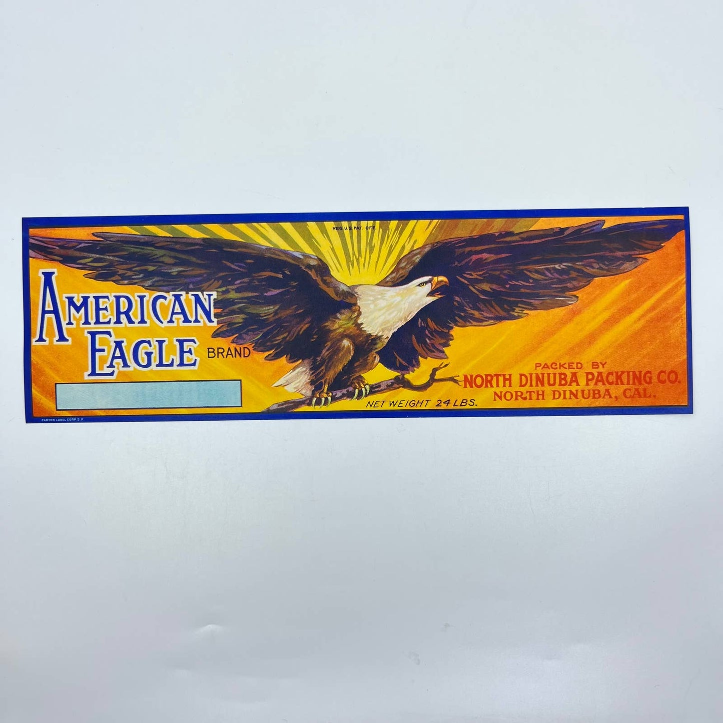 1940s WWII American Eagle Brand Grape Crate Label North Dinuba California FL3
