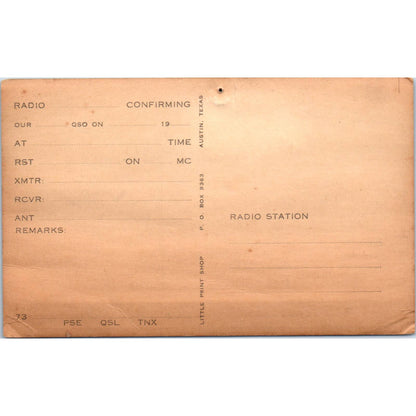 Vintage QSL Ham Radio Card Eric Wolstenholme Lincoln Rhode Island SE5
