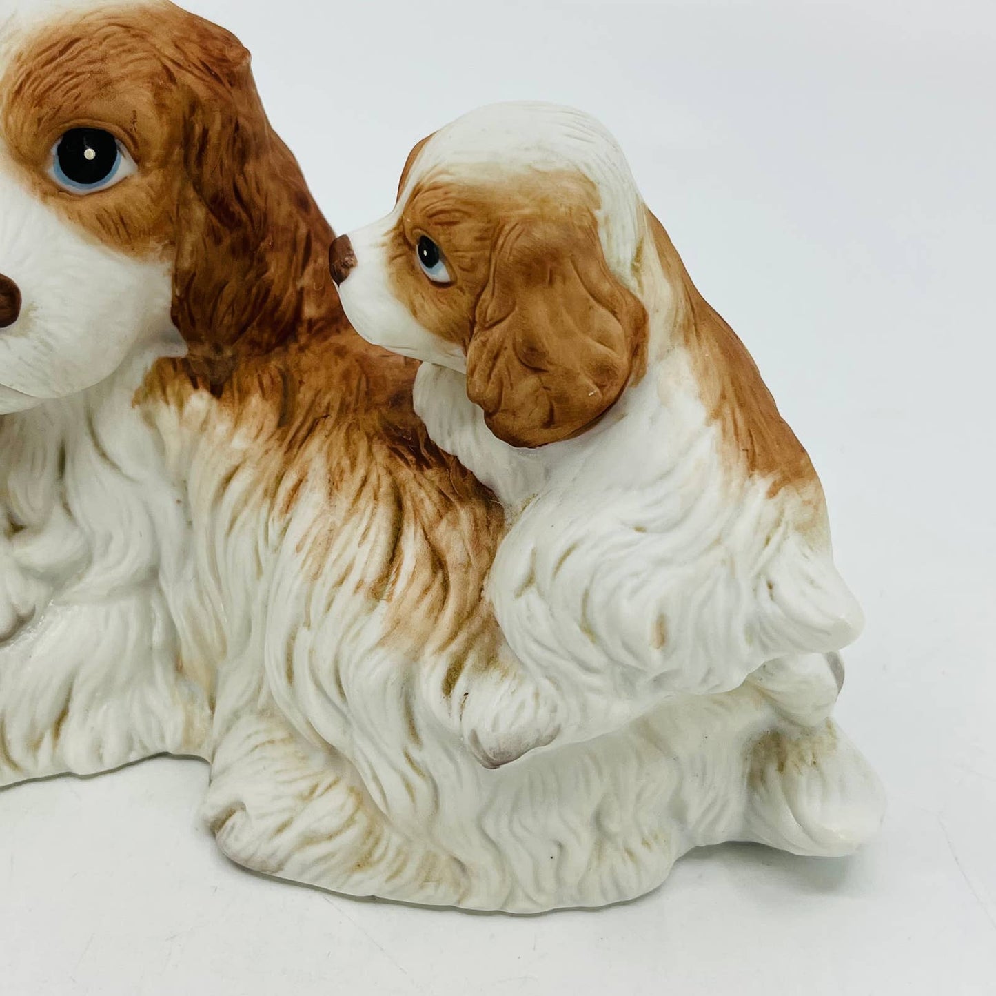 Vintage Homco #1434 Hand Painted Cocker Spaniel & Puppies Porcelain Figurine TC3