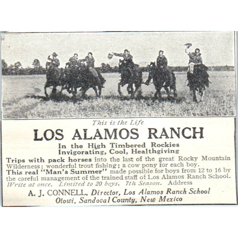 c1920 Harper's Magazine Ad - Los Alamos Ranch A.J. Connell Olowi NM EA3-2