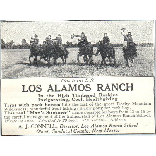 c1920 Harper's Magazine Ad - Los Alamos Ranch A.J. Connell Olowi NM EA3-2