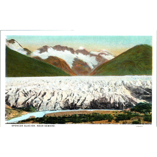 Spencer Glacier Near Seward Alaska Original Postcard P2-6