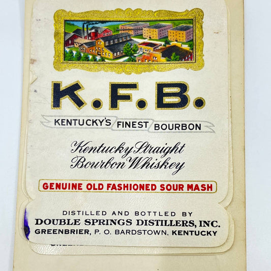 KFB Kentuckys Finest Bourbon Whiskey Label Set of 4 Double Springs Greenbrier KY