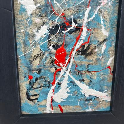 Original Framed Mixed Media Abstract Art Painting 9x7 "Distant Response" COA TJ9
