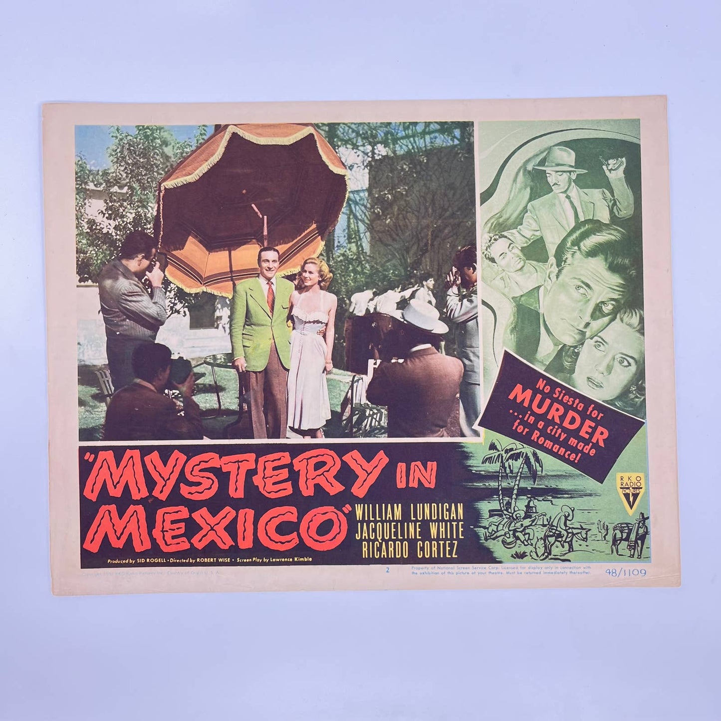 1948 MYSTERY IN MEXICO Movie Lobby Card #3 Lundigan White Cortez 11x14” FL3