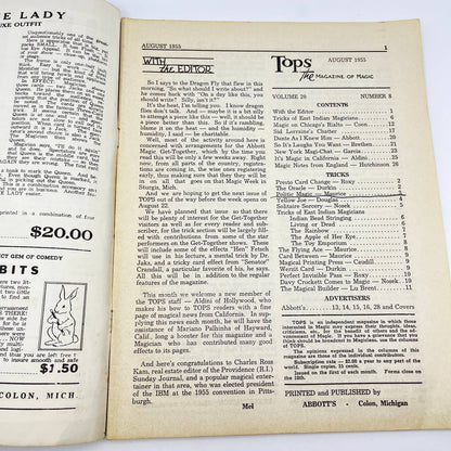 1955 Aug - Tops Magazine of Magic - Tricks Magicians TF7
