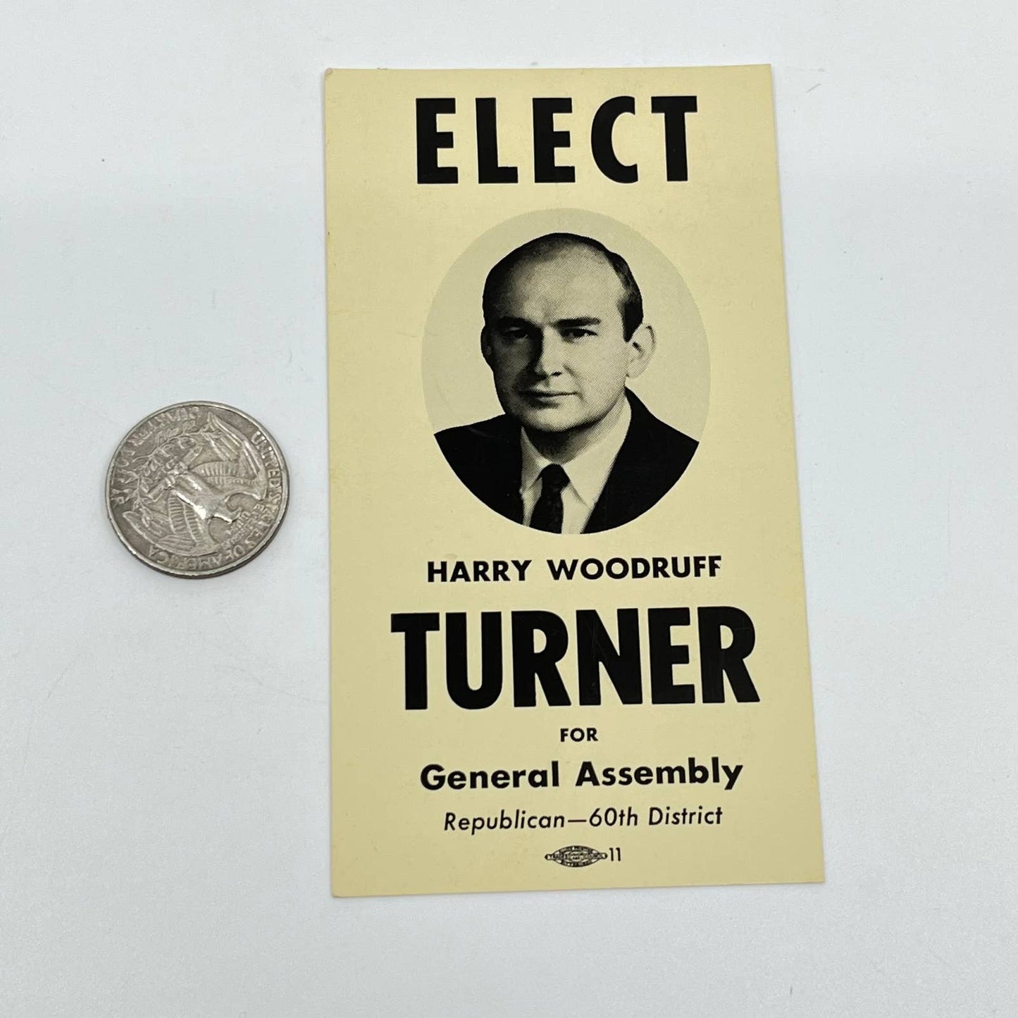 1960s Political Ad Card Harry Woodruff Turner General Assembly Armstrong PA SC3
