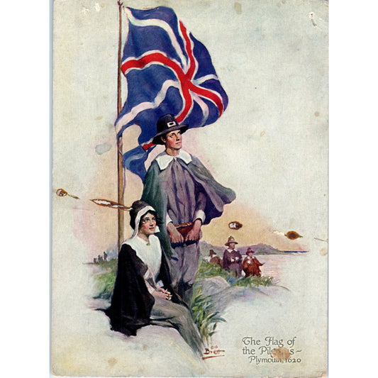 The Flag of Pilgrims Plymouth 1916 Brett Lithograph 3.75x5" P2-1