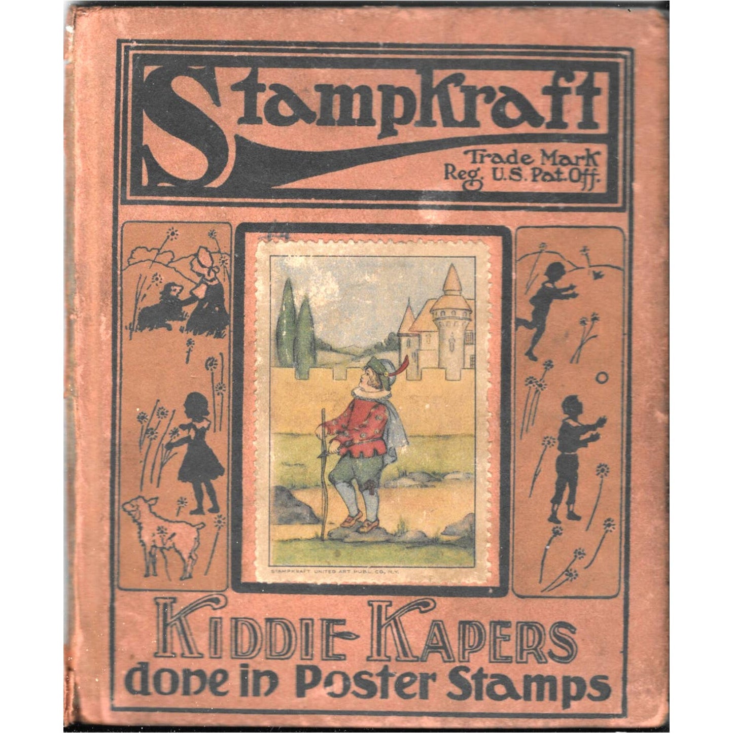 1915 Stampkraft Kiddie Kapers Done in Poster Stamps Children’s Story Book TJ7