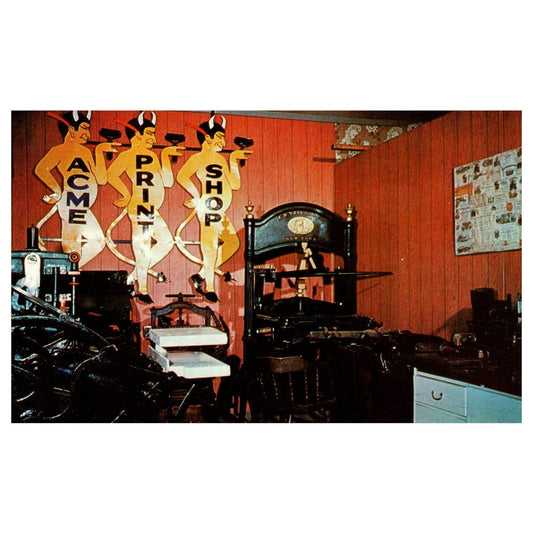 Vintage Postcard - Acme Print Shop Pioneer Village Lincoln Nebraska TJ6-1