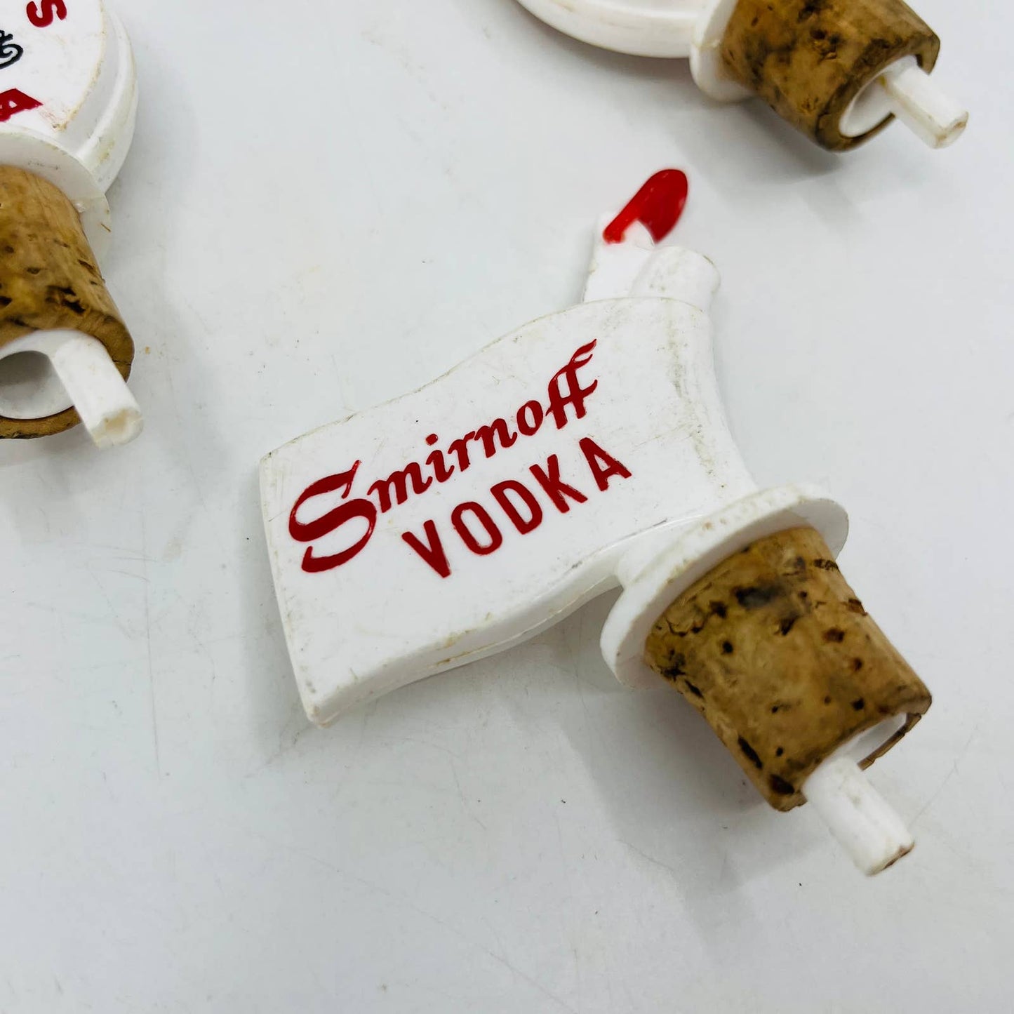 Wolfschmidt’s Smirnoff Vodka Bottle Pourer Stopper Retro Bar Lot of 3 TC8