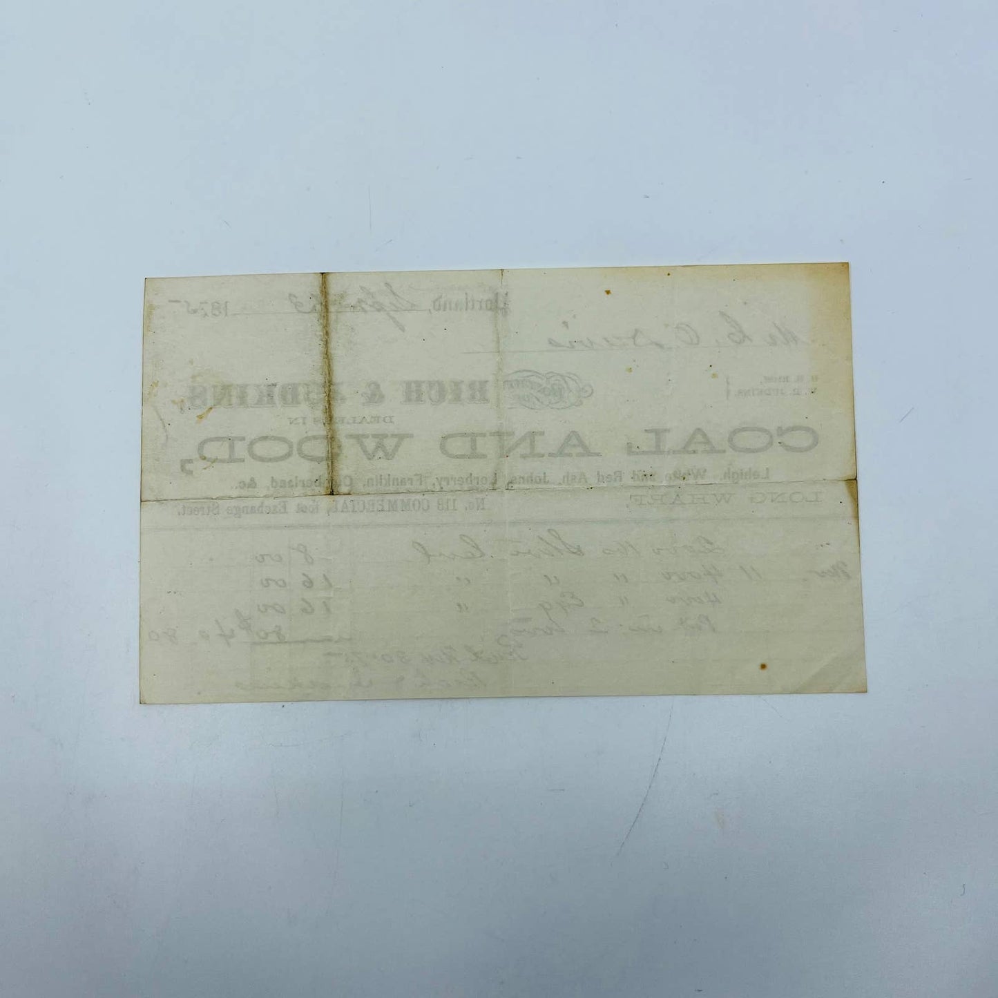 1875 Rich & Judkins Coal and Wood Portland ME Letterhead Billhead AA5