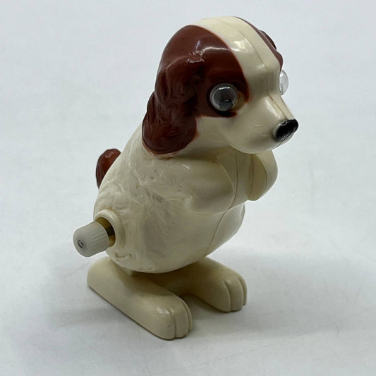 1977 Tomy Pocket Pets Wind Up Brown & White Dog Puppy Google Eye Toy SE2