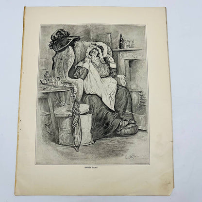 1880s Victorian Art Print Engraving Dickens Martin Chizzlewit SAIREY GUMP