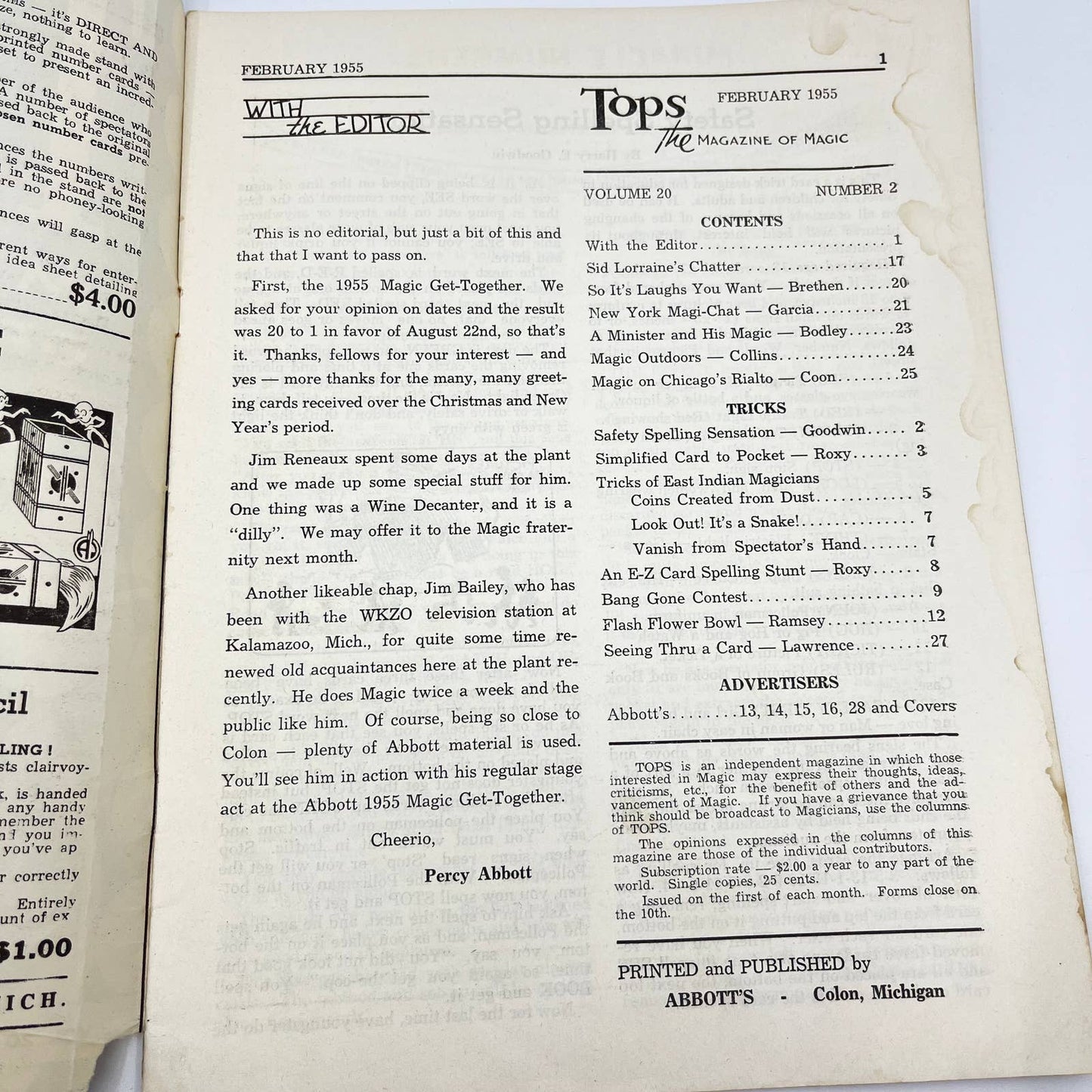 1955 Feb - Tops Magazine of Magic - Tricks Magicians TF7