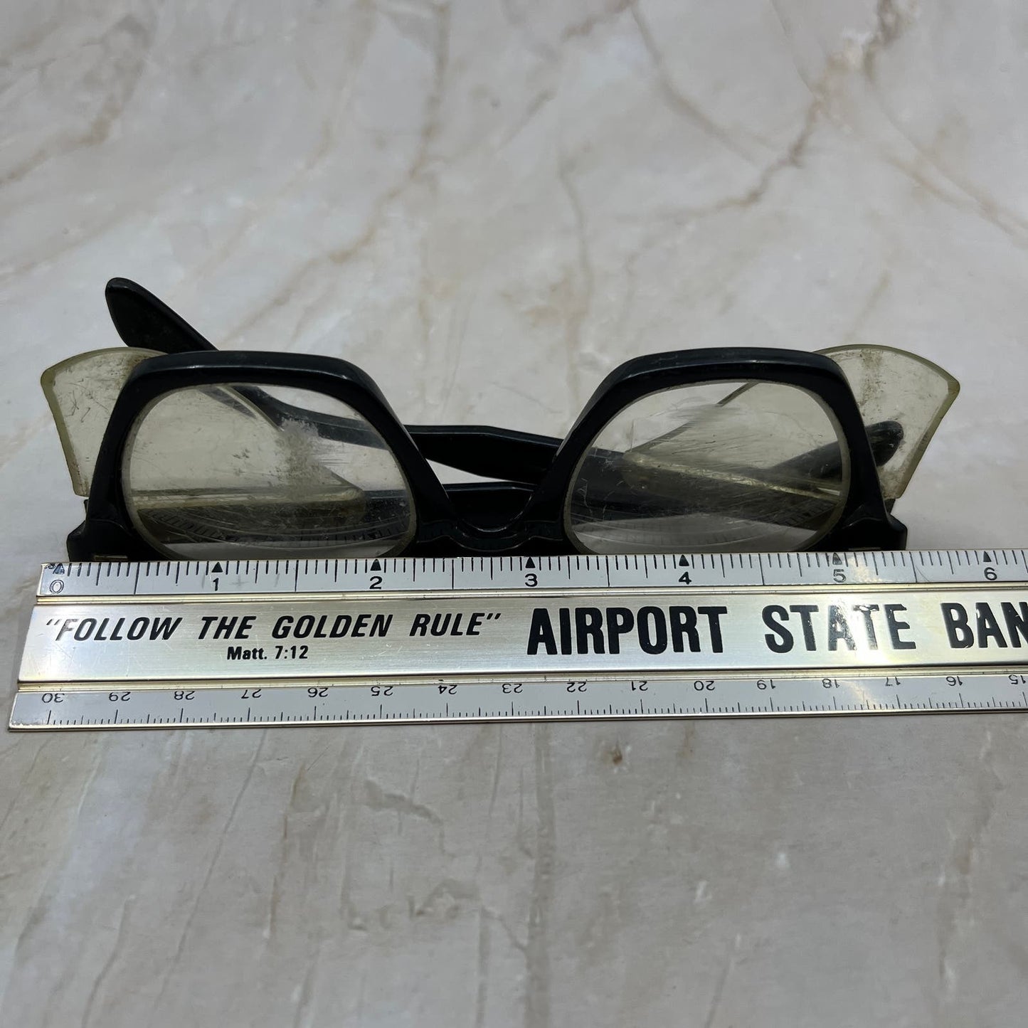 Vintage 1950s Black Plastic Safety Glasses Eyeglasses Frames TJ9G1-1