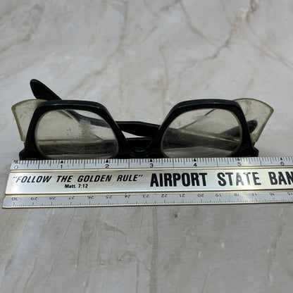 Vintage 1950s Black Plastic Safety Glasses Eyeglasses Frames TJ9G1-1
