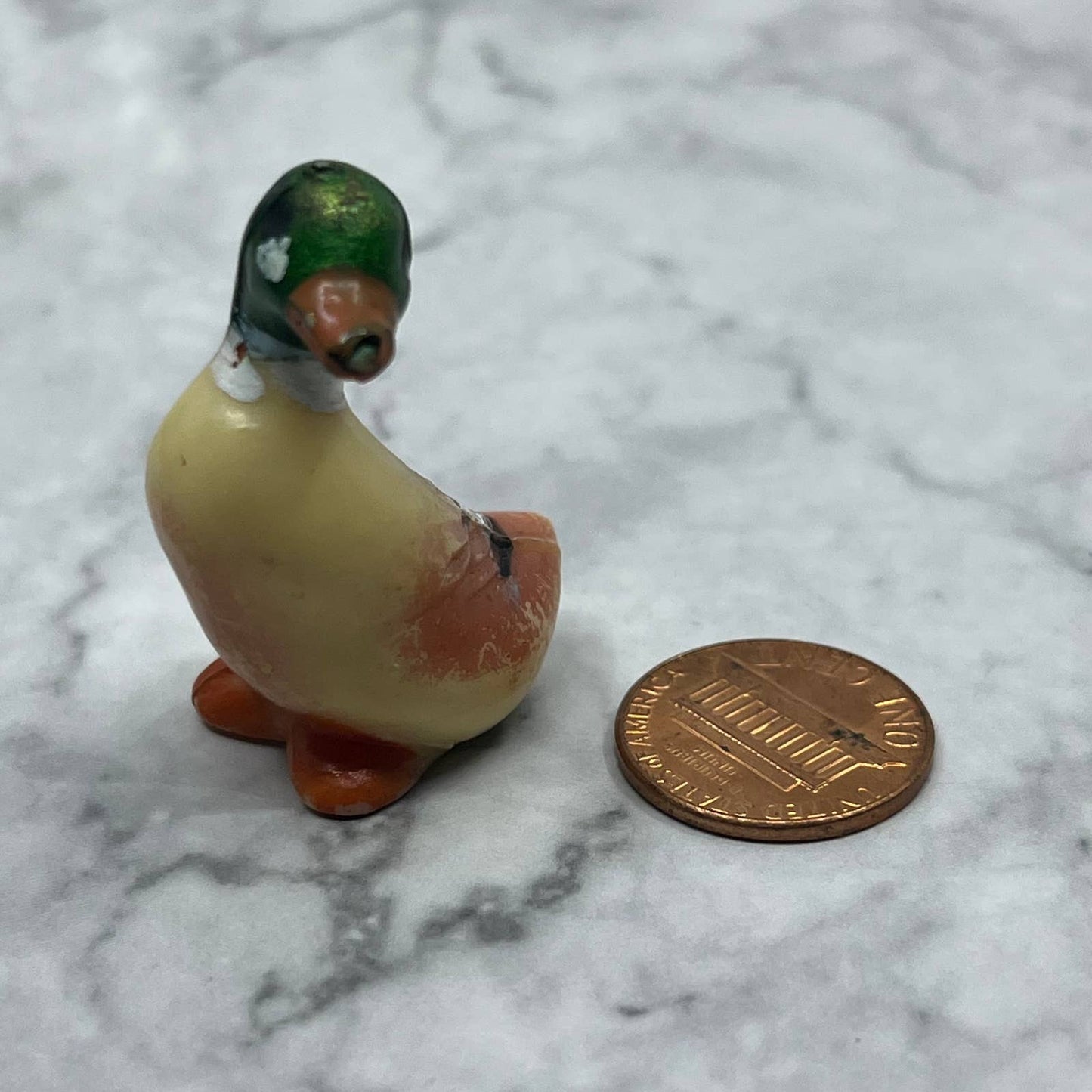 1970s Tiny Mallard Duck Hard Plastic Figure 1” SE1