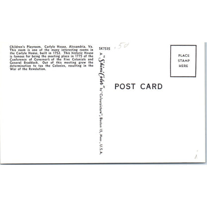 Children's Playroom Carlyle Doll House Alexandria VA Original Postcard PB7