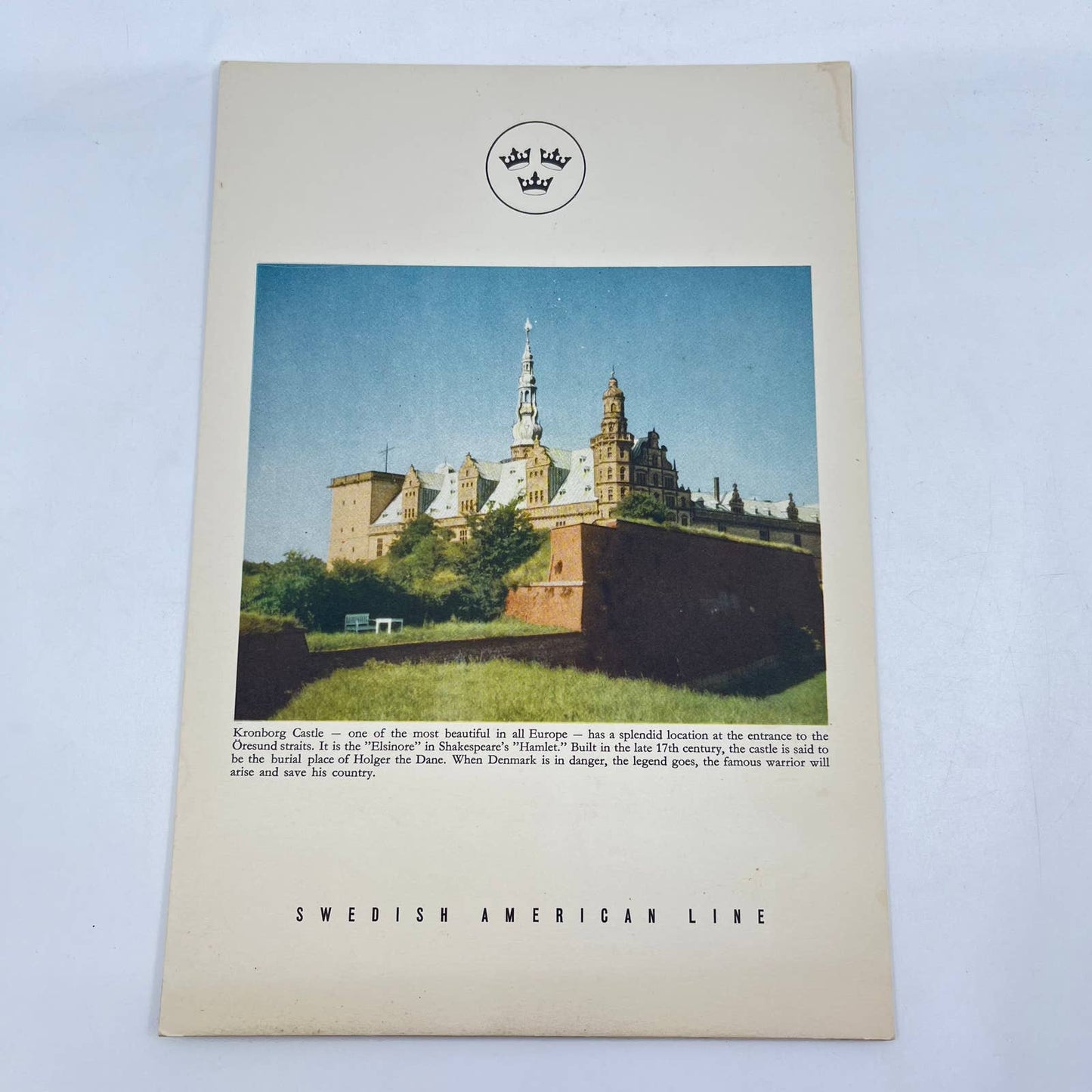 1962 Swedish American Line RS Grisholm Menu North Cape Kronborg Castle AB3