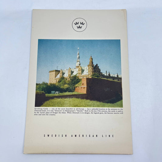 1962 Swedish American Line RS Grisholm Menu North Cape Kronborg Castle AB3